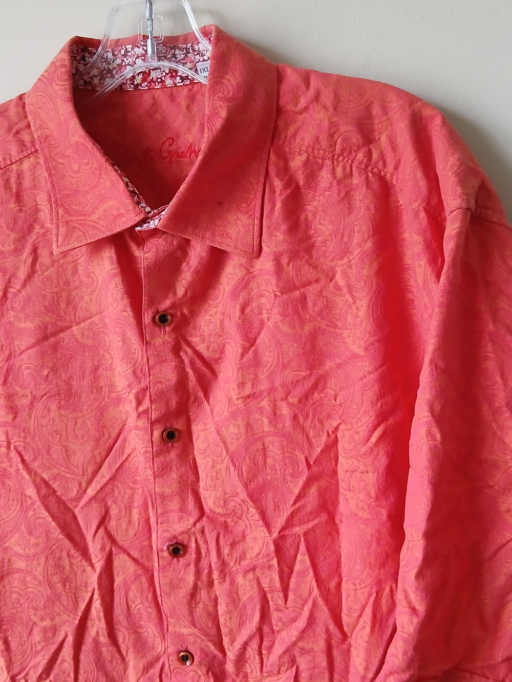 Robert Graham Orange Coral Paisley Button-Up Shirt